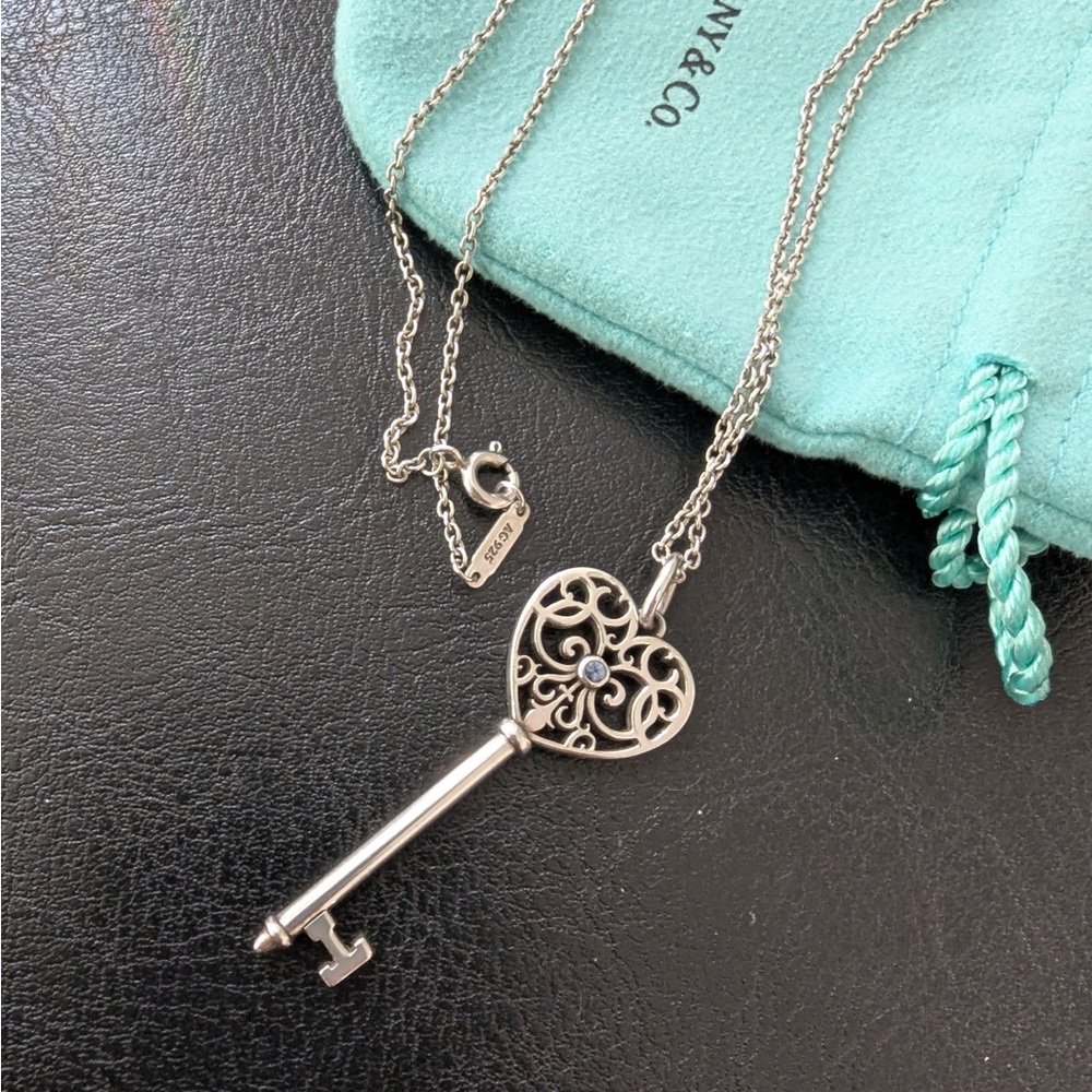 Rare Tiffany Blue Sapphire Enchant Key Necklace